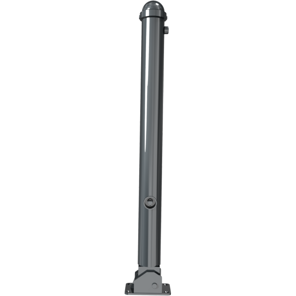 Ornamental bollard | Series 477B | � 76 mm | foldable, self-engaging lockto be fixed by plugs, with base plate 100 x 150 mm | with triangular locking mechanism acc. with DIN 3223 | with 1 eyelet